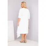 Sukienka damska bawełniana Plus Size z asymetrycznym dołem biała-3