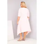 Sukienka damska bawełniana Plus Size z asymetrycznym dołem pudrowy róż-3
