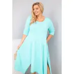 Sukienka damska bawełniana Plus Size z asymetrycznym dołem miętowa-2