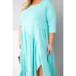 Sukienka damska bawełniana Plus Size z asymetrycznym dołem miętowa-4