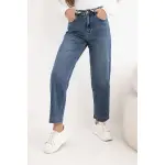 Spodnie damskie jeansowe z szeroką nogawką i wysokim stanem M.Sara-2