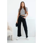 Spodnie damskie jeansowe z prostą nogawką i paskiem czarne-3