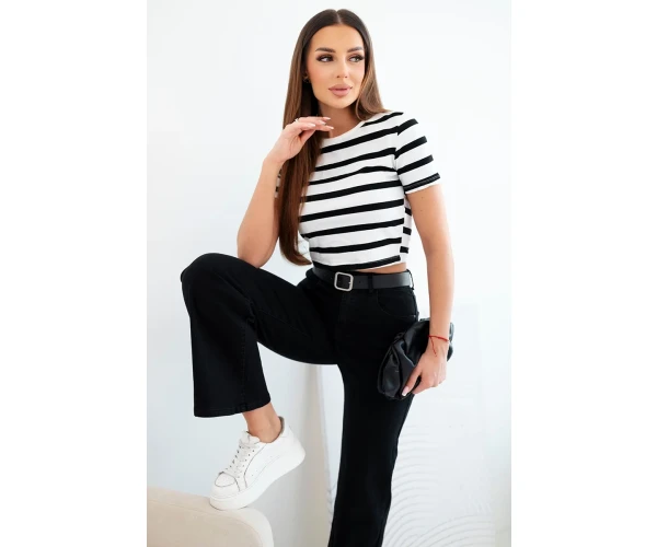 Spodnie damskie jeansowe z prostą nogawką i paskiem czarne-1