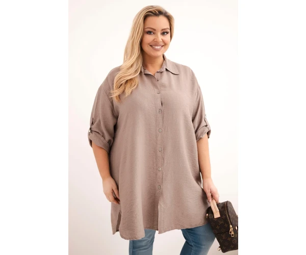 Koszula damska Plus Size z wiskozy z dłuższym tyłem fango-1