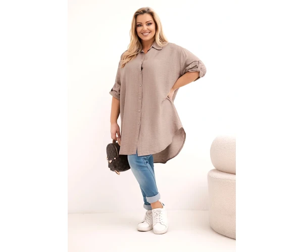 Koszula damska Plus Size z wiskozy z dłuższym tyłem fango-2