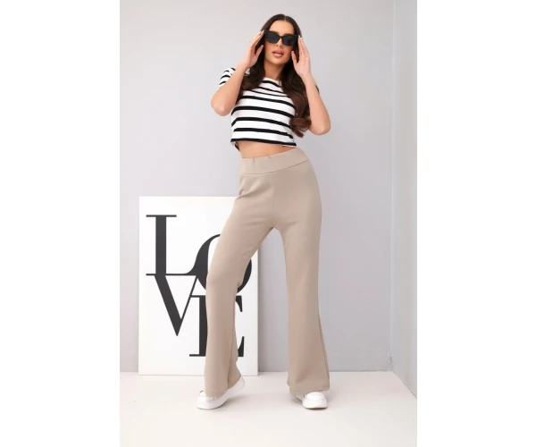 Spodnie damskie masełko z rozszerzaną nogawką fango-2