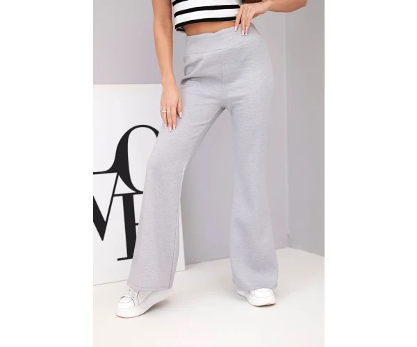 Spodnie damskie masełko z rozszerzaną nogawką szare-1