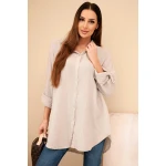 Koszula bawełniana muślinowa Plus Size ciemno beżowa-1